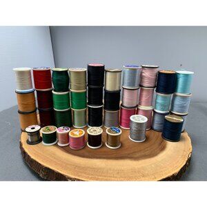 Vintage Sewing Thread Spools Collection Assorted Colors & Brands Cotton Polyeste